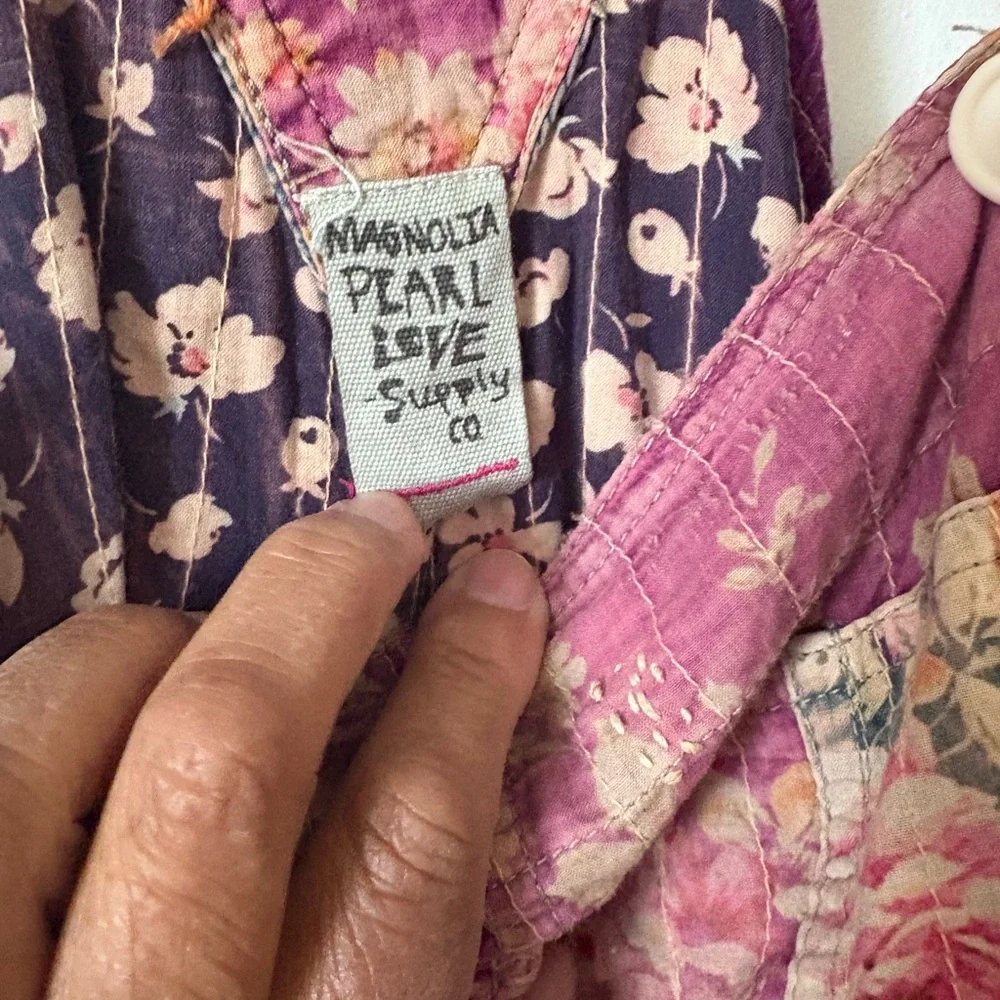 Magnolia Pearl Patchwork Overalls in Pink and Blue Gently worn. A must have!! - Picture 3 of 16